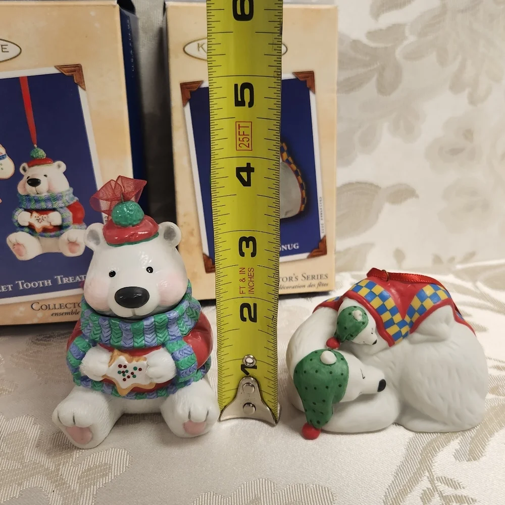 Hallmark 2002 Safe and Snug & Sweet Tooth Treats Polar Bears Christmas Ornaments